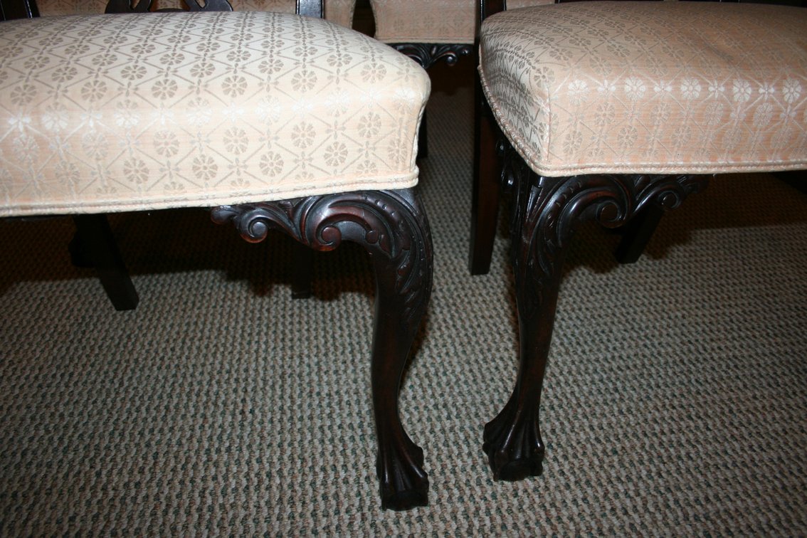 Image for Antique Chippendale Style Chairs Hand Carved - Excellent Condtion