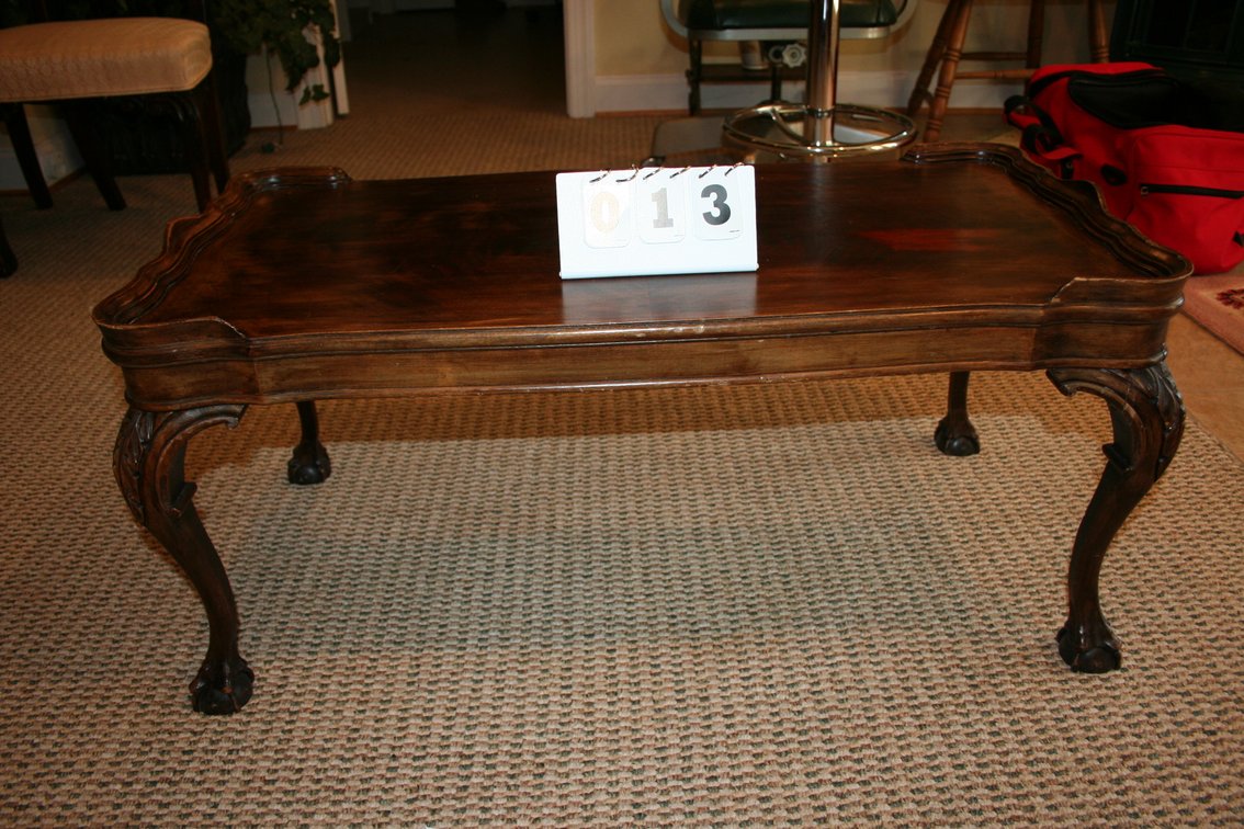 Image for Wood Coffee Table Carved Claw Foot Feet 37