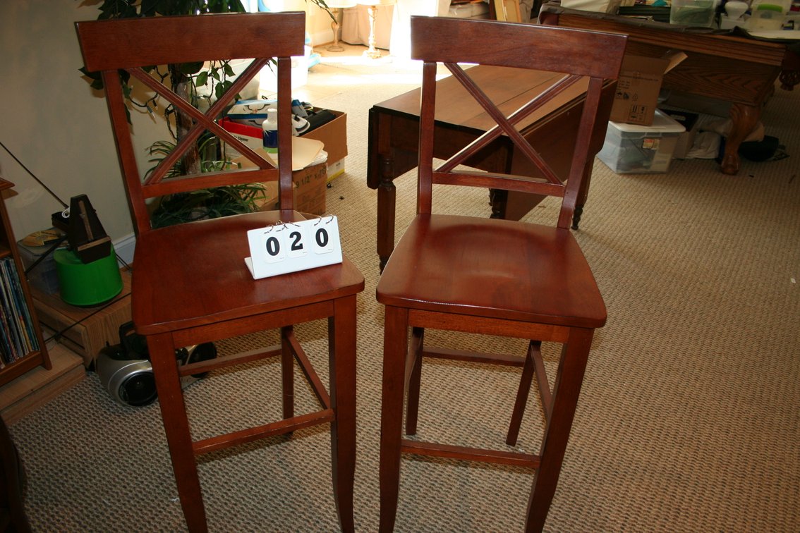 Image for Set of 2 Mahogany Wood Stools 29