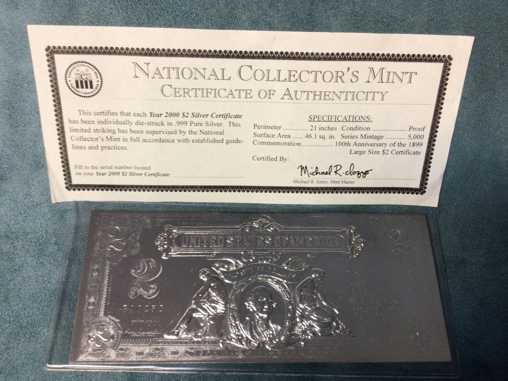 Image for Pure Silver $2 Silver Certificate
