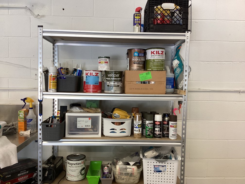 Image for Shelf and Mixed Lot of Paint and Painting Supplies