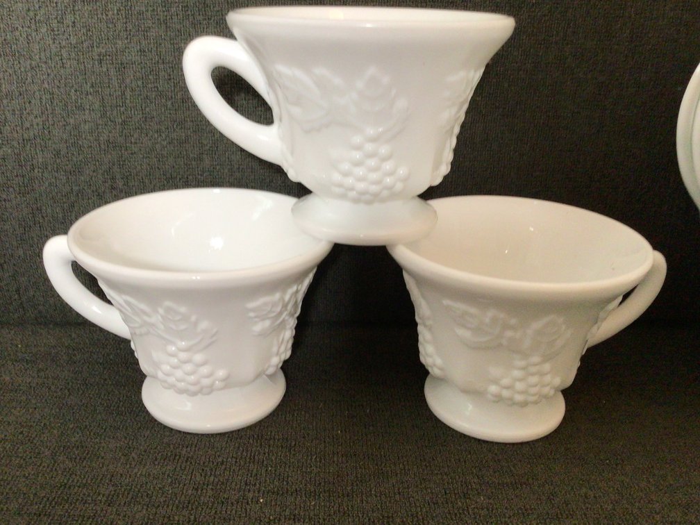 Image for White Milk Glass Snack Sets