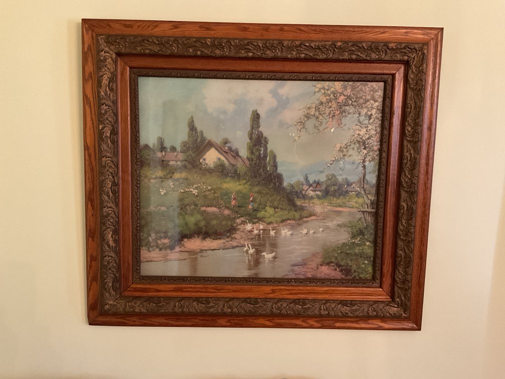 Image for Antique Oak picture frame with print