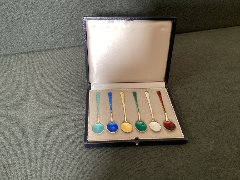Image for Denmark Enameled Sterling Spoons