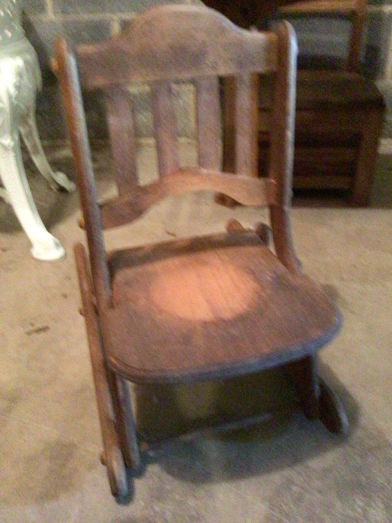 Image for Small child’s desk and infant rocker.