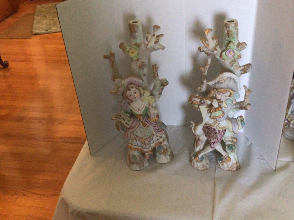Image for Vintage 12 “ bisque candle holders