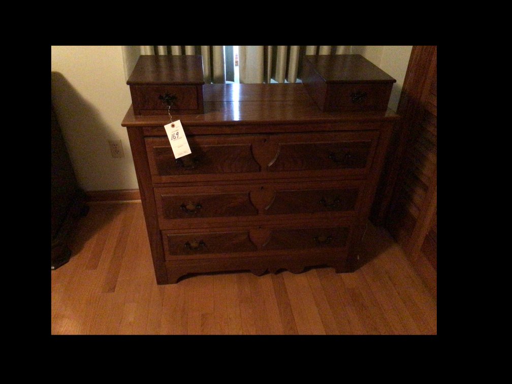 Image for Antique 19th Century Pine 3 drawer dresser with 2 small drawers on top by Chairish