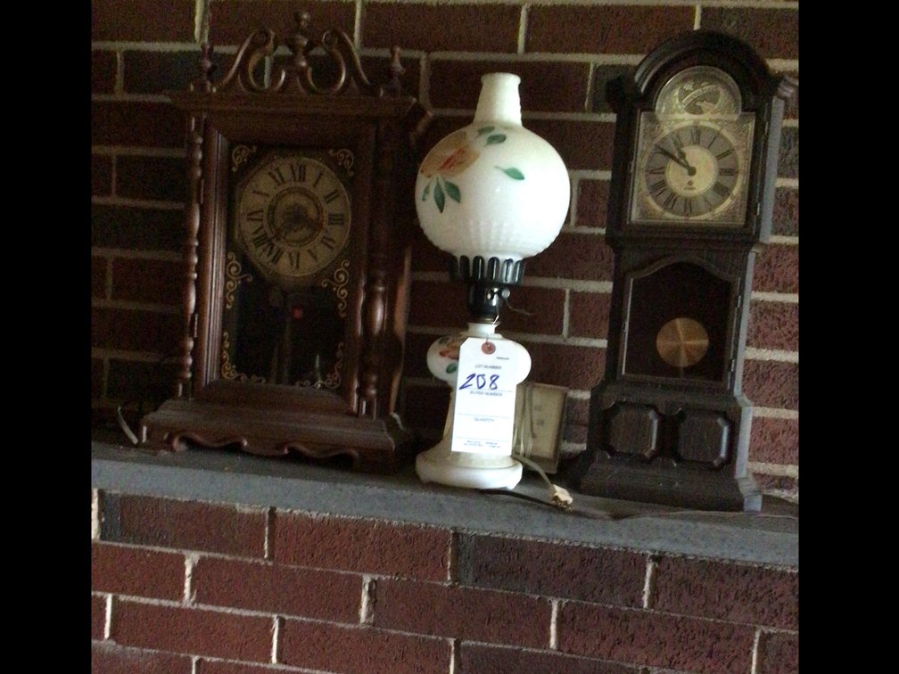 Image for 2 clocks & milk glass lamp