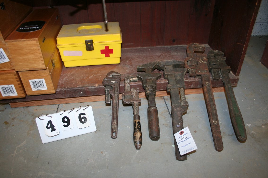 Image for Vintage Pipe Wrenches & Wooden Boxes