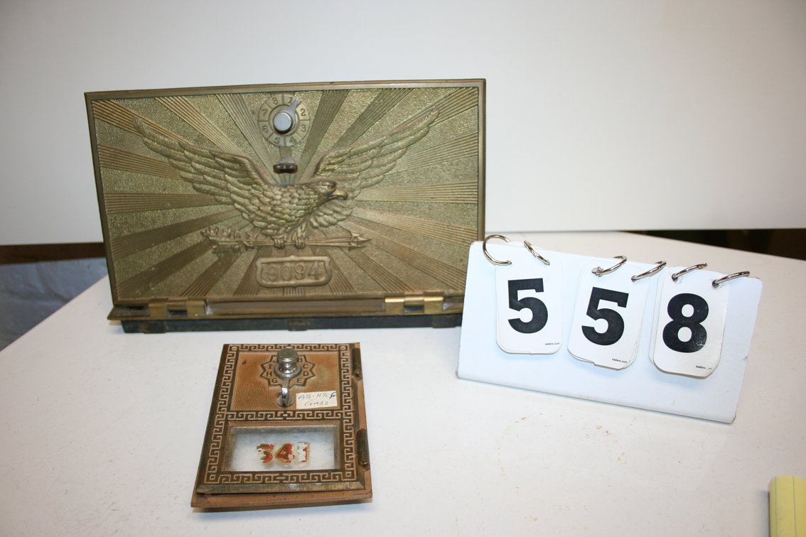 Image for Antique Brass US Post Office Box Door  (2)