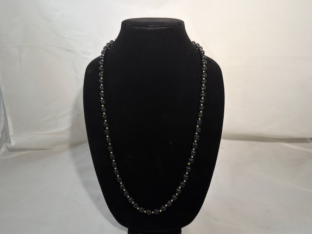 Image for Black Onyx Bead & Gold Necklace