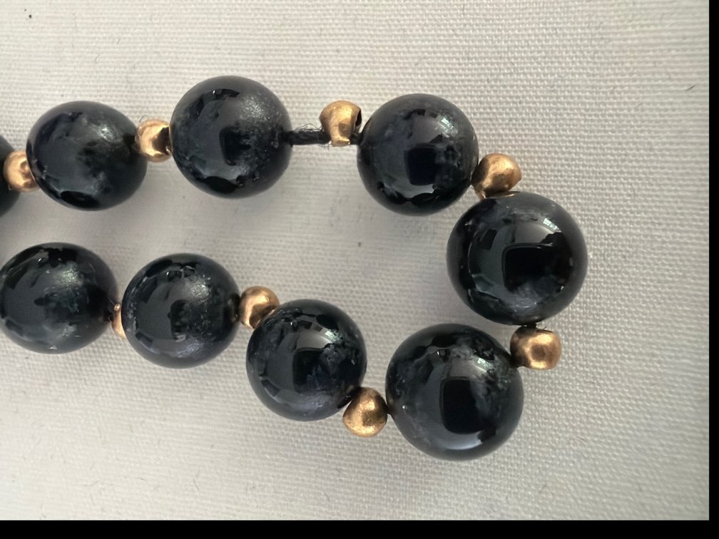 Image for Black Onyx Bead & Gold Necklace