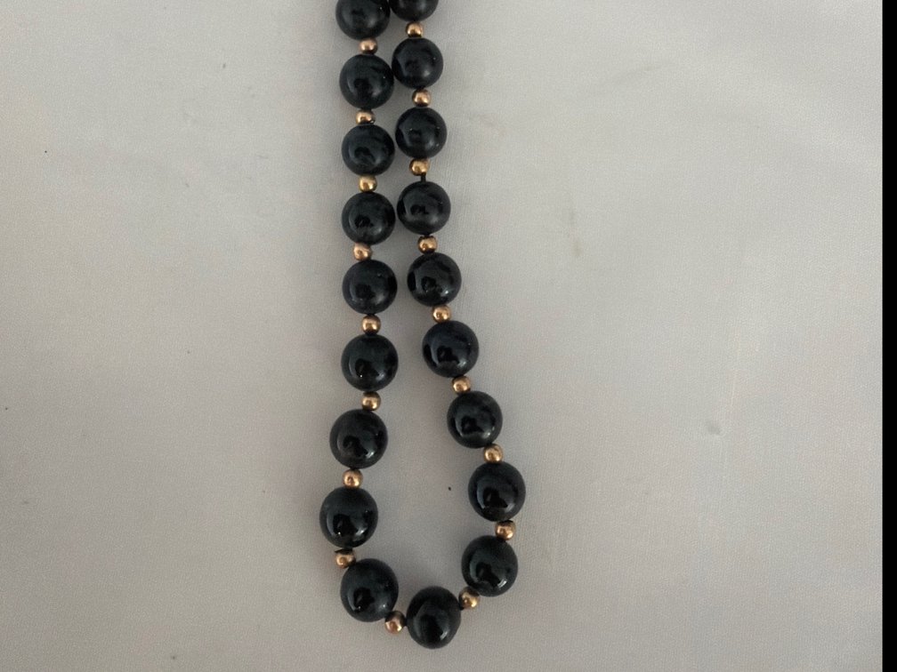 Image for Black Onyx Bead & Gold Necklace