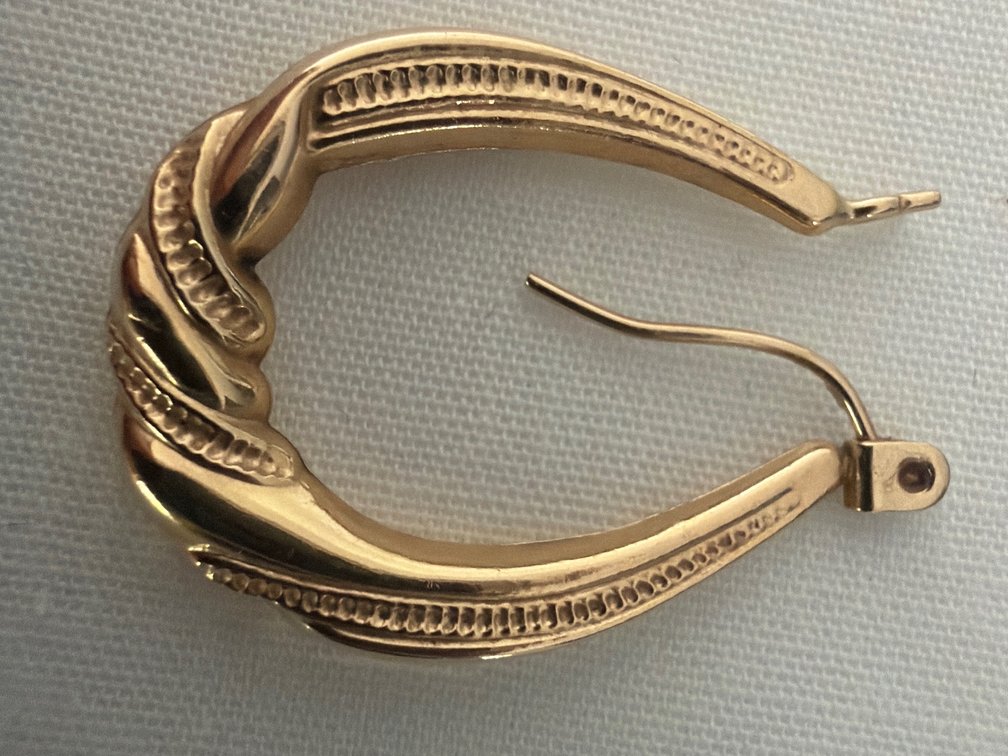 Image for 14K Yellow Gold, Oval, Pierced, Puffed, Hoop Earring