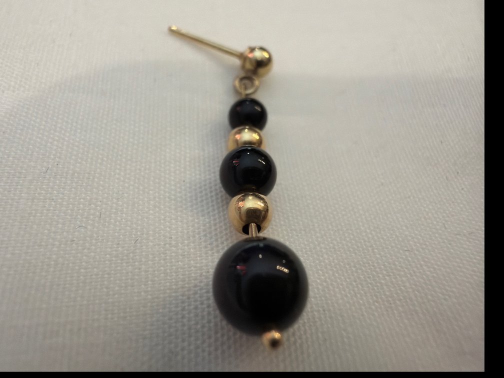 Image for 14K Yellow Gold  &  Black Onyx Earrings