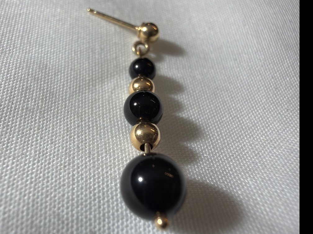 Image for 14K Yellow Gold  &  Black Onyx Earrings