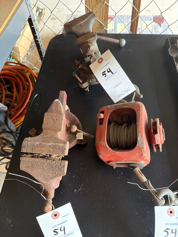 Image for Two bench vices and a pulley