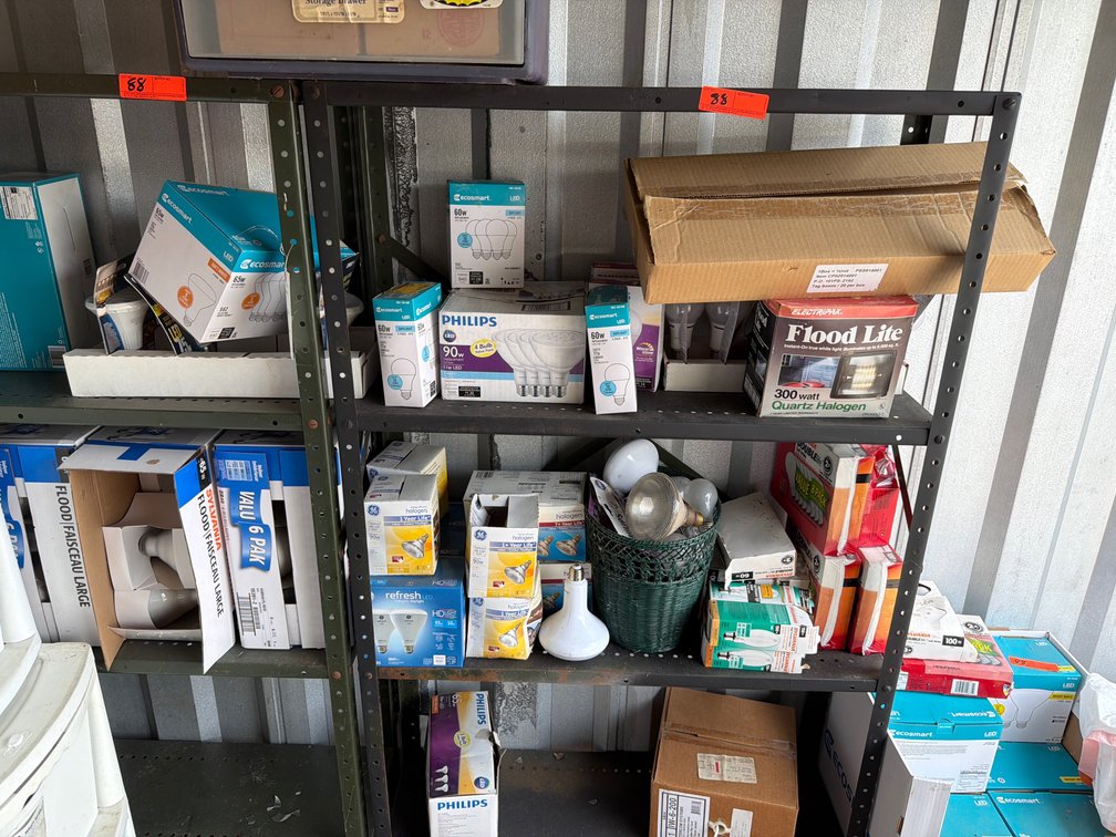 Image for Shelf and contents, various lightbulbs