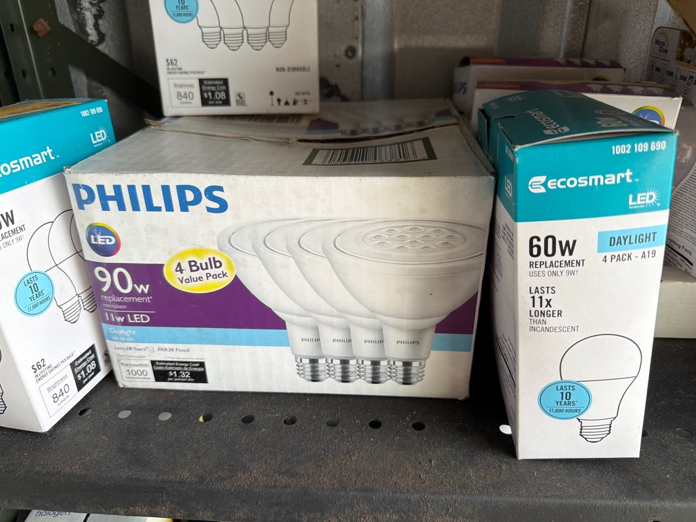 Image for Shelf and contents, various lightbulbs