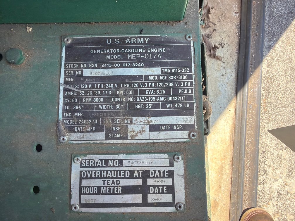 Image for US Army gasoline generator