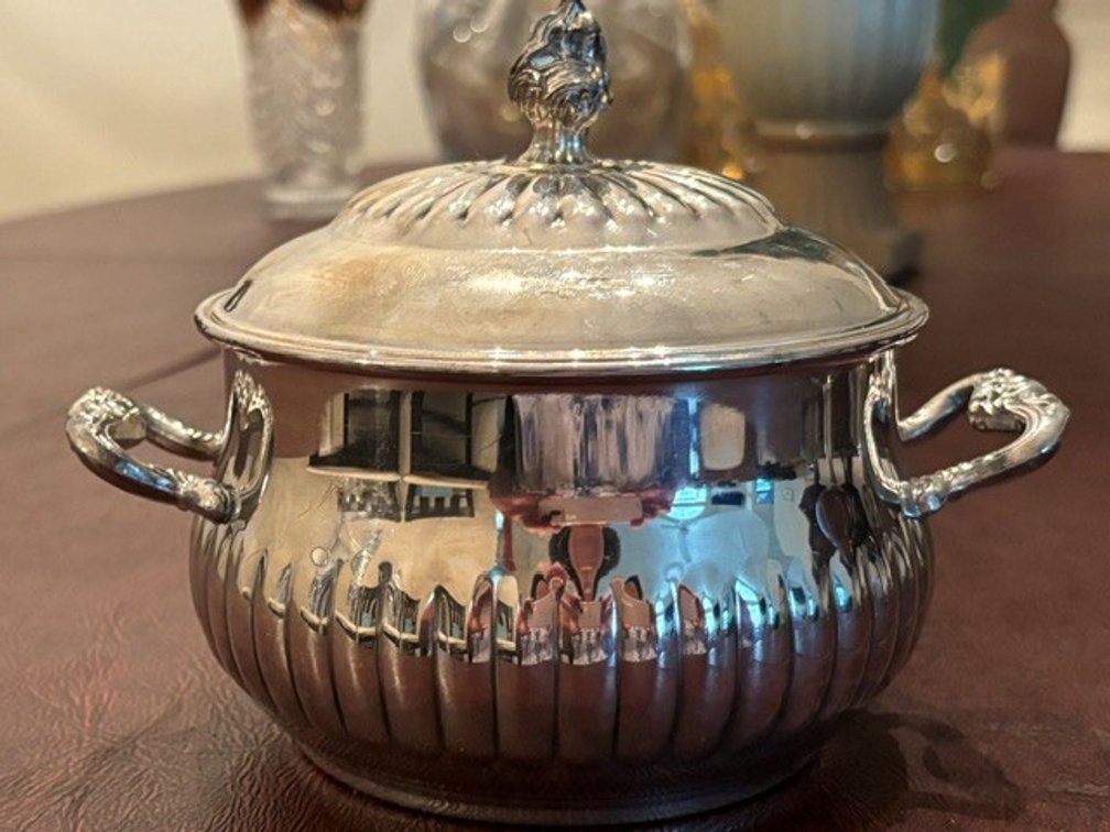 Image for Silver-plated whipped butter dish with lid