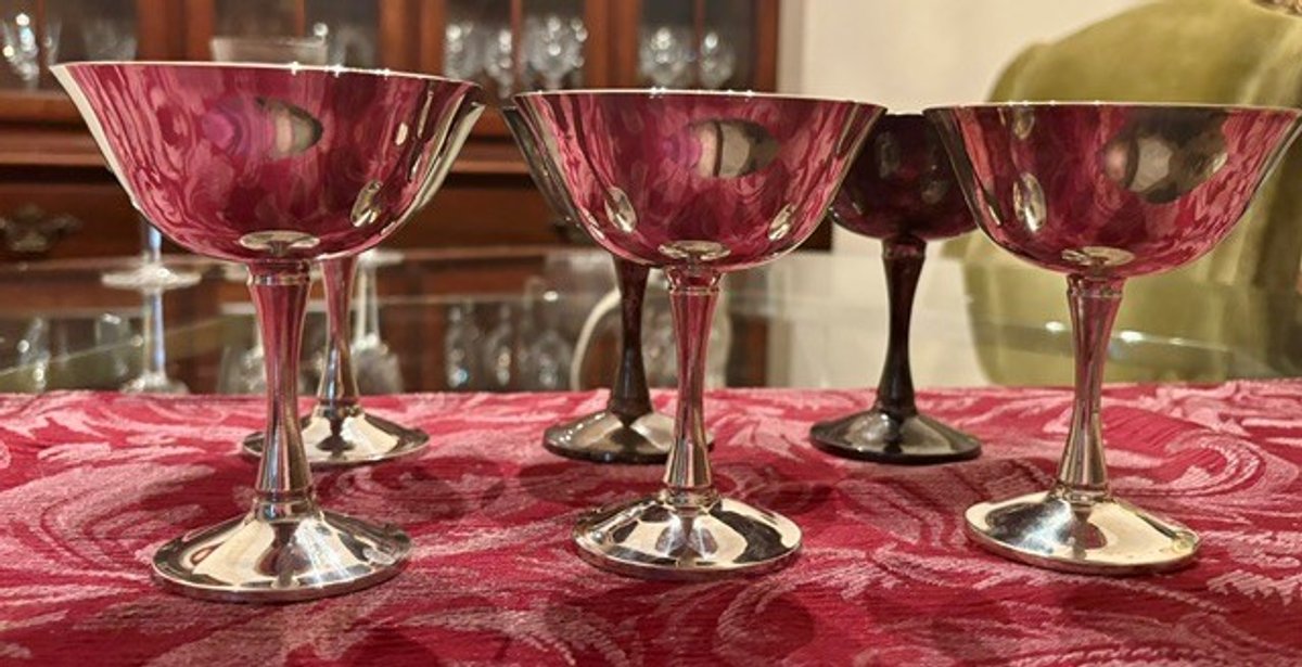 Image for 6 gorgeous sterling silver goblets