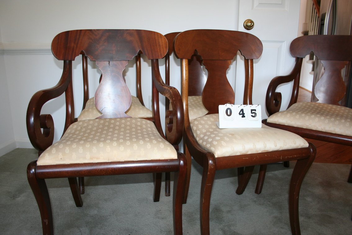 Image for Six walnut dining room chairs
