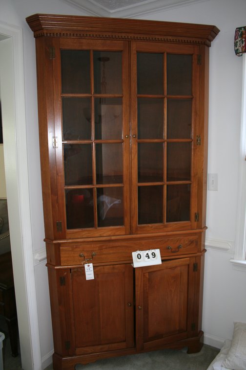 Image for 1960' walnut 16 pane corner cupboard