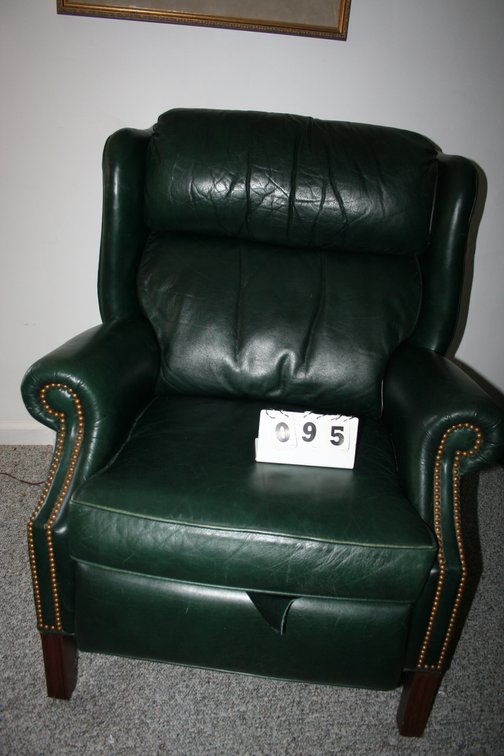 Image for Nice Sherrill green leather recliner
