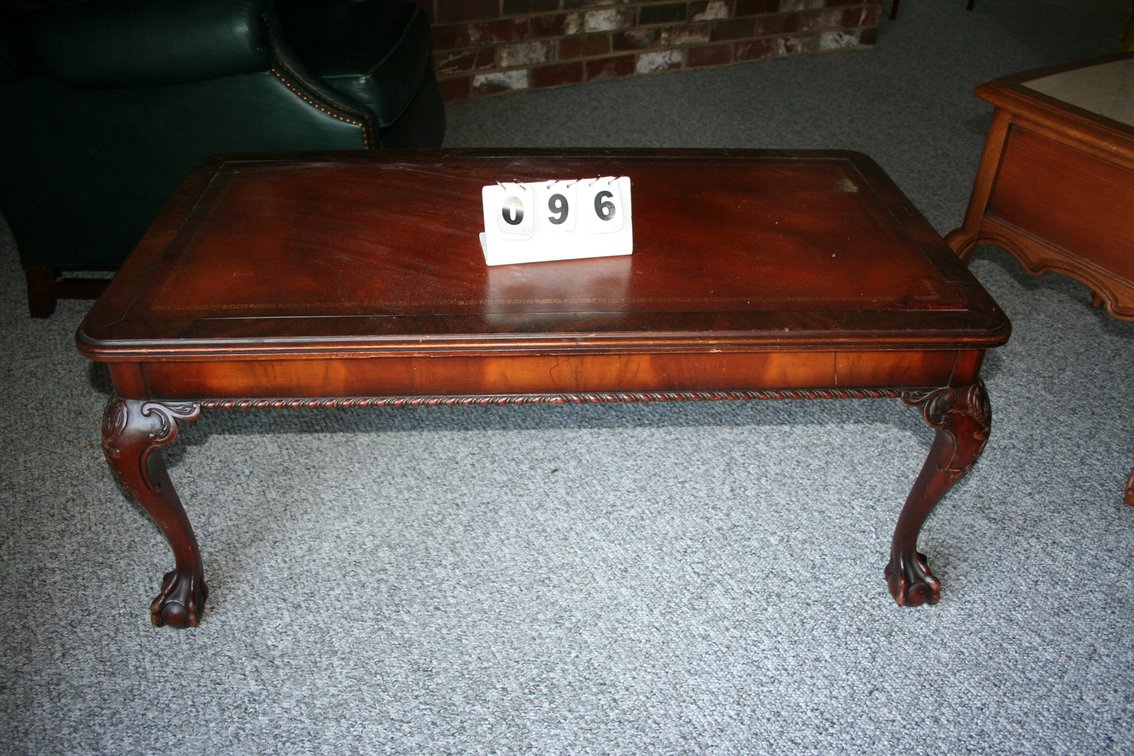 Image for Vintage clawfoot & leather topped coffee table