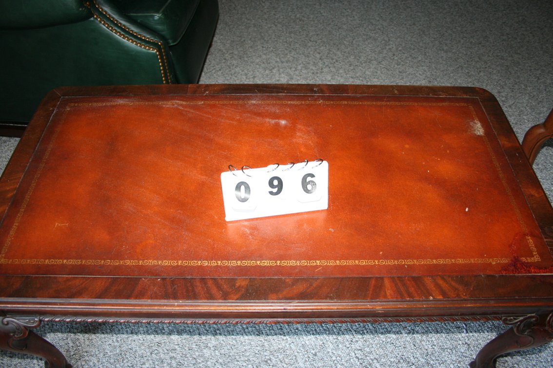 Image for Vintage clawfoot & leather topped coffee table