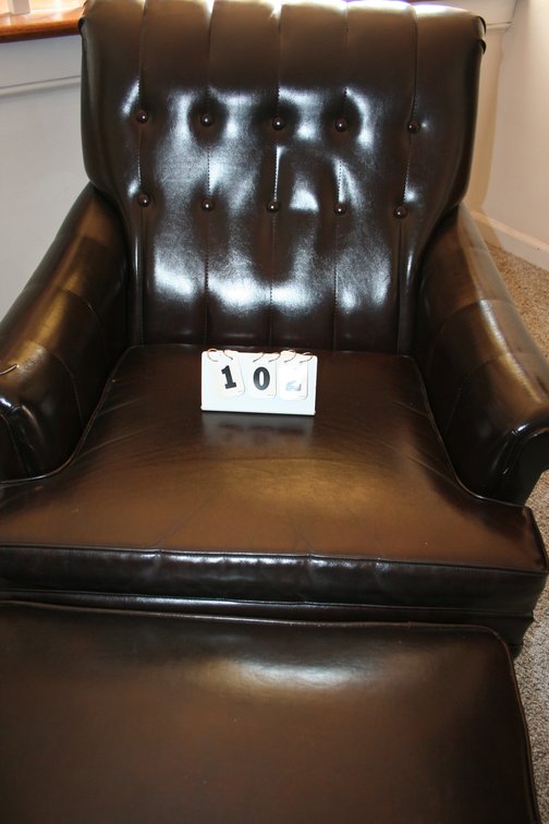 Image for 1960 's brown leather chair & matching ottoman