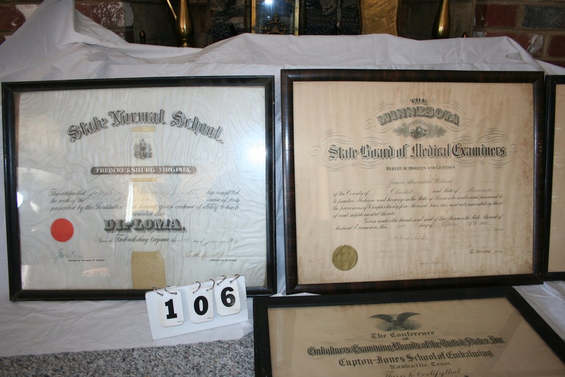 Image for (4) framed diplomas - 1917 - early 1930's