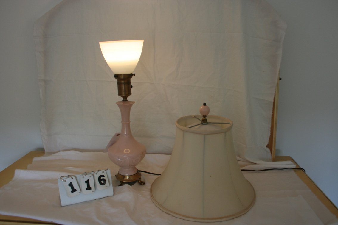 Image for 1940's pink ceramic table lamp - Restored