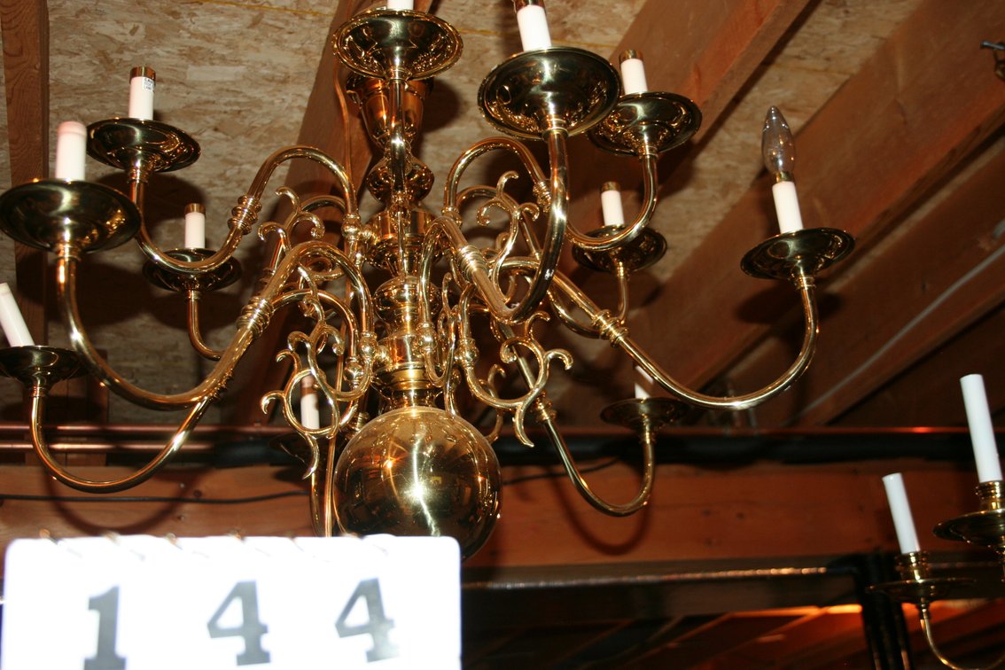 Image for 12 arm, 2 tier brass dining room chandelier