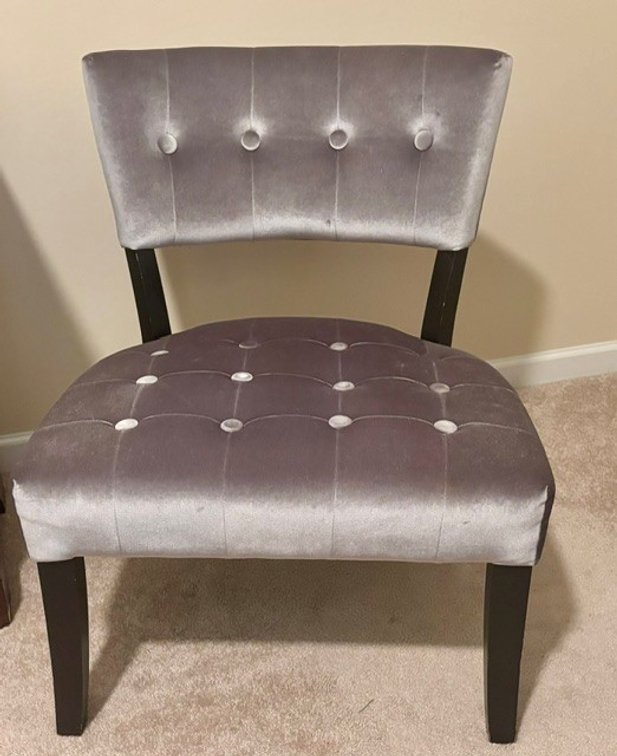 Image for Gray velvet tufted chairs (2)
