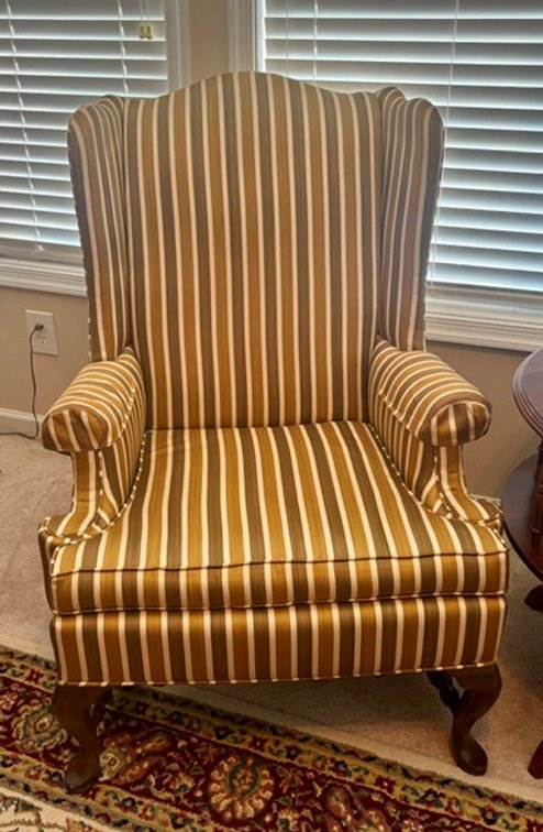Image for Vintage Ethan Allen solid cherrywood wing chairs (1), Queen Anne style