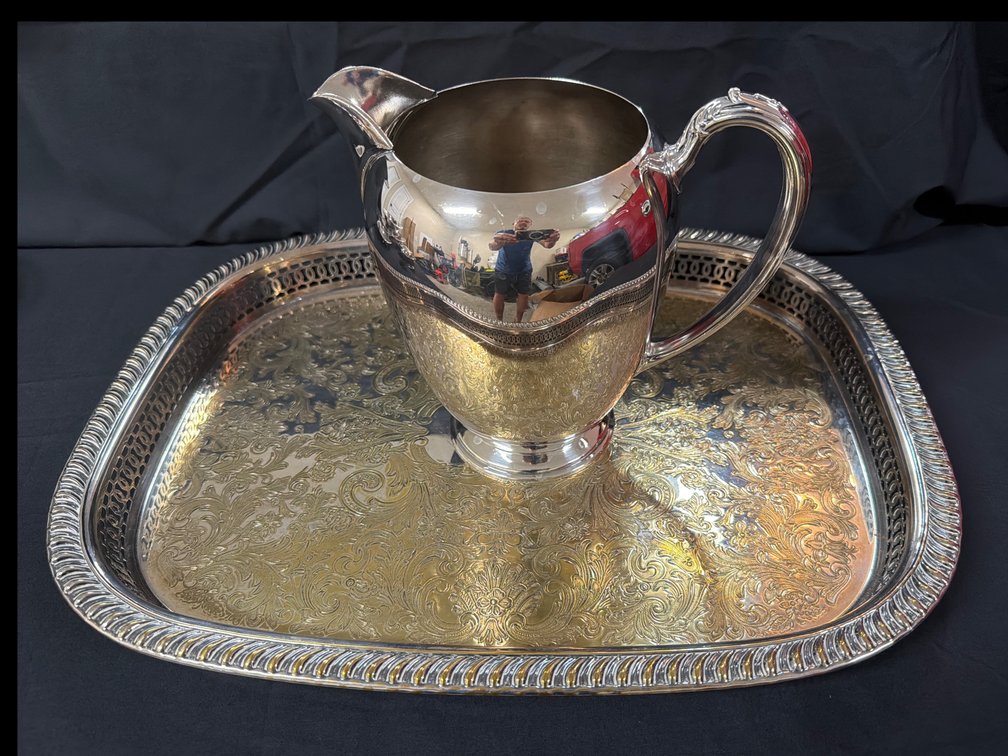 Image for Silver plated water pitcher and plater