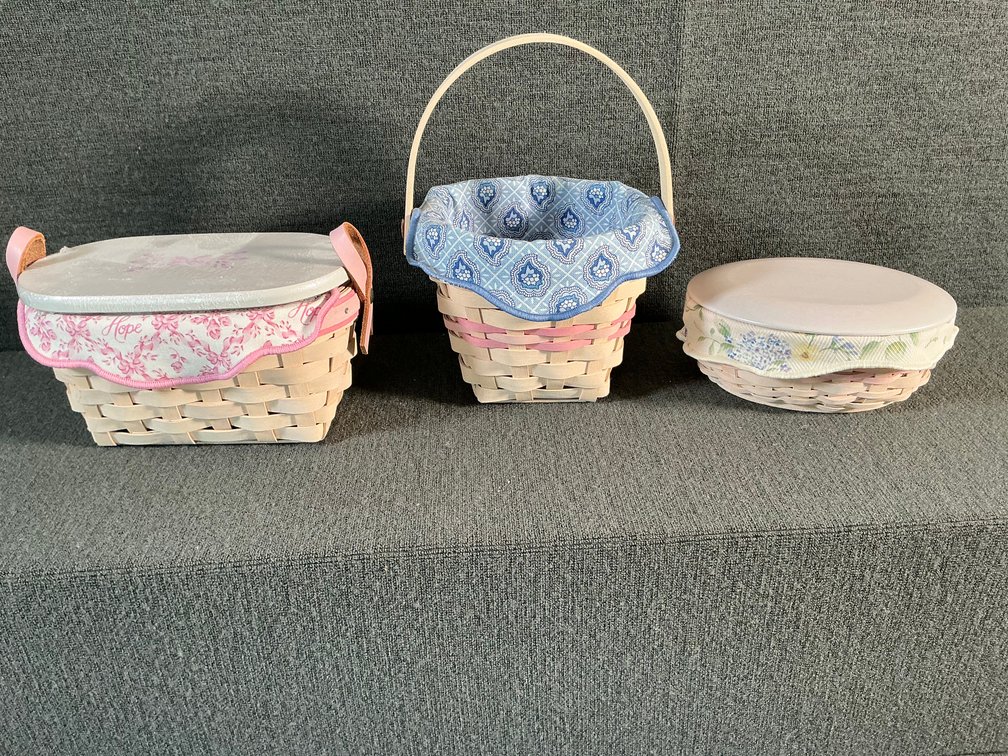 Image for 3 Small Longaberger Baskets - Pink Highlights
