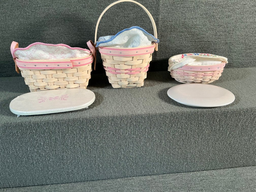 Image for 3 Small Longaberger Baskets - Pink Highlights