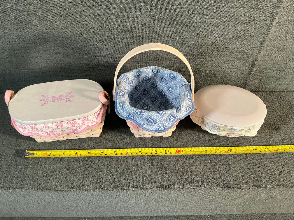 Image for 3 Small Longaberger Baskets - Pink Highlights