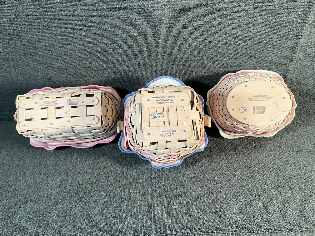 Image for 3 Small Longaberger Baskets - Pink Highlights