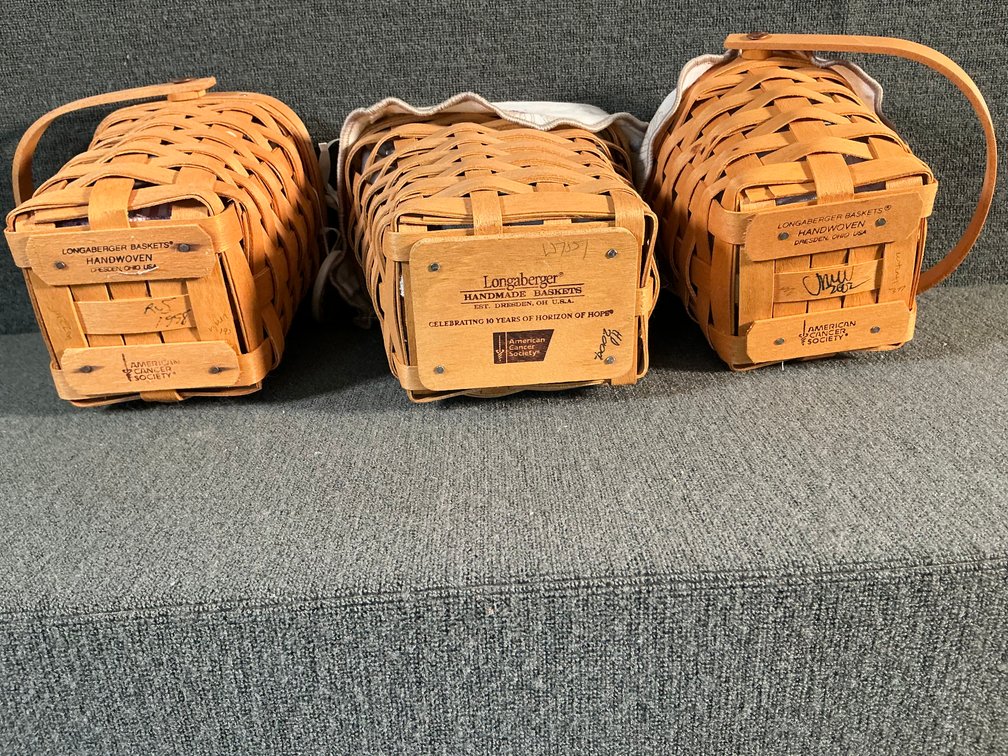 Image for 3 Small Longaberger Baskets