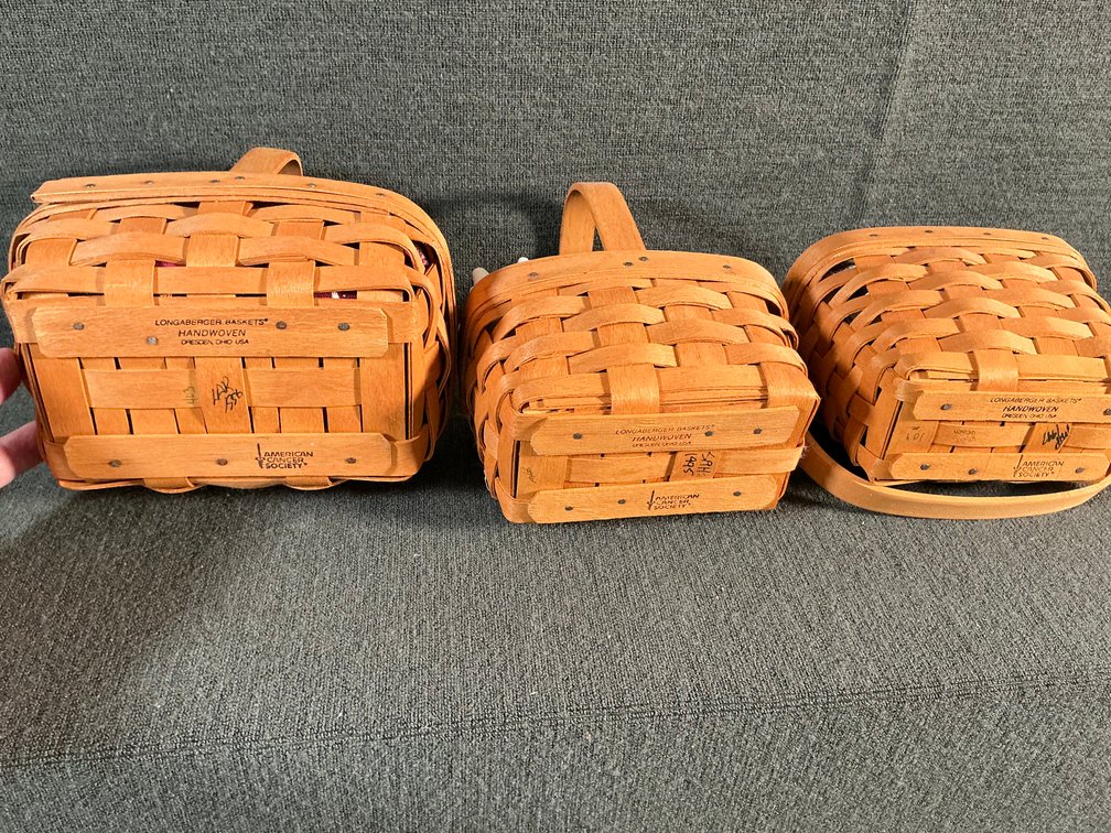 Image for 3 Small Longaberger Baskets