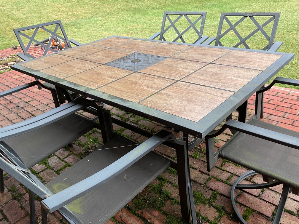 Image for Metal & Tile Outdoor Dining Table