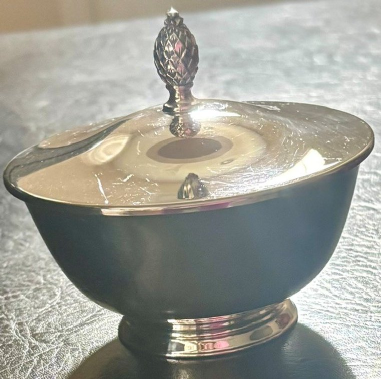 Image for Silver Plated small jam Serving Bowl with Lid topped with Pineapple Finial