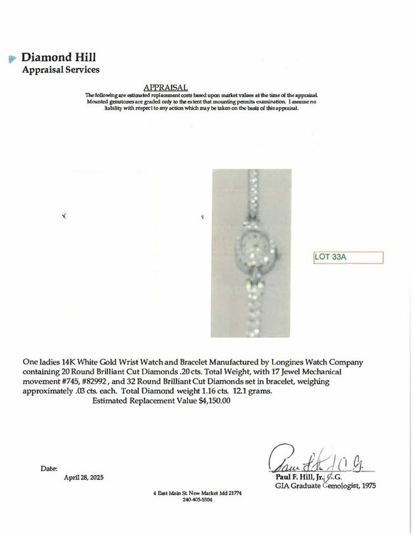 Image for Ladies 14K White Gold Wrist Watch