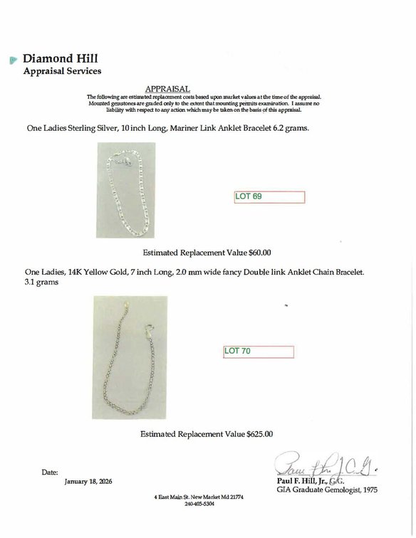 Image for Sterling Silver, 10 inch Long, Mariner Link Anklet Bracelet
