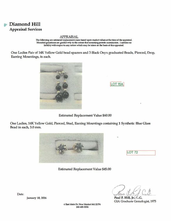 Image for 14K Yellow Gold  &  Black Onyx Earrings