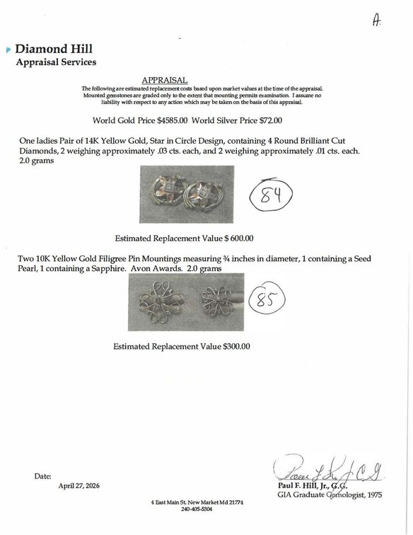 Image for 210 karat yellow Filigree pin mountings